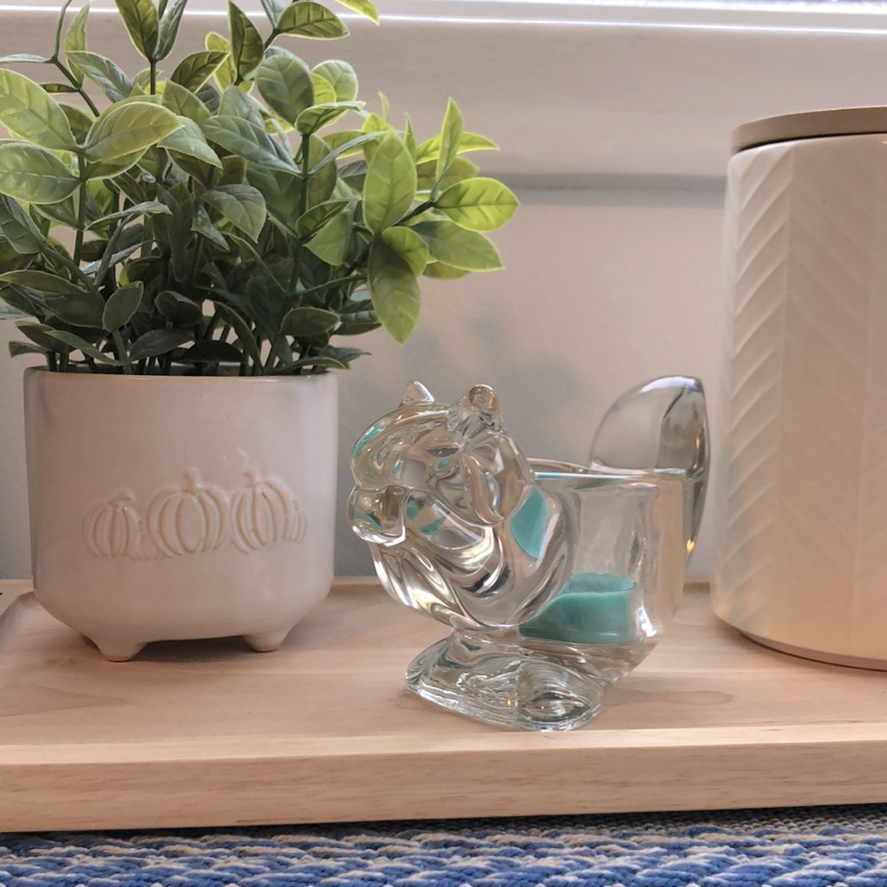 AVON Vintage Squirrel glass tealight/votive holder